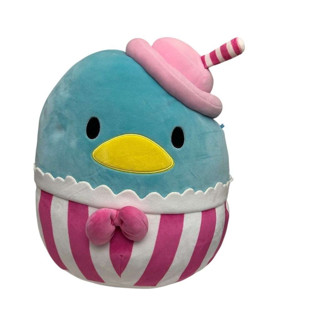 Sanrio Tuxedo Sam Milkshake Squishmallow 12 inch Pink Hat Straw Plush Soft